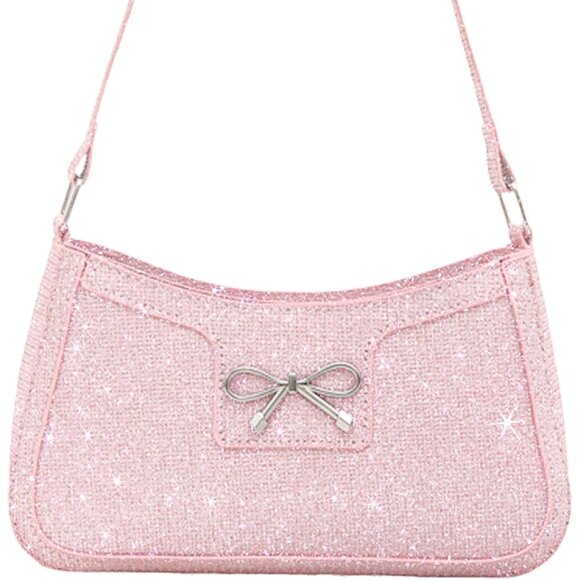 Women's Pink Bling Sequin Purse Evening Ladies Sparkling Party Clutch Handbag - Picture 7 of 8